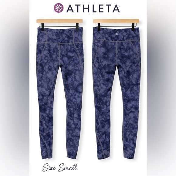 Athleta Pants - Athleta Blue Tie-Dye High-Rise Leggings | Size Small